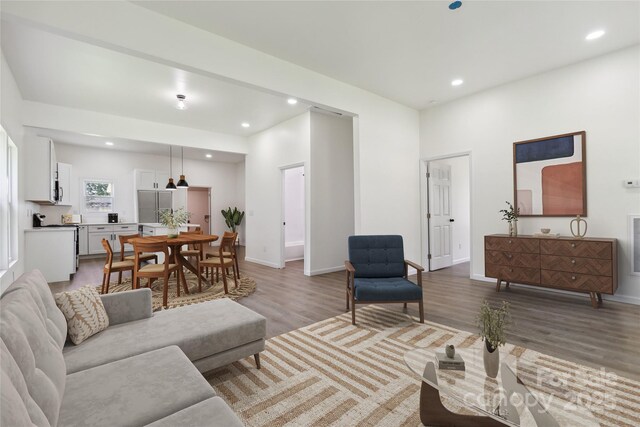 113 Woodside Ave, Gastonia, NC 28054 - living area featuring light wood-type flooring and recessed lighting