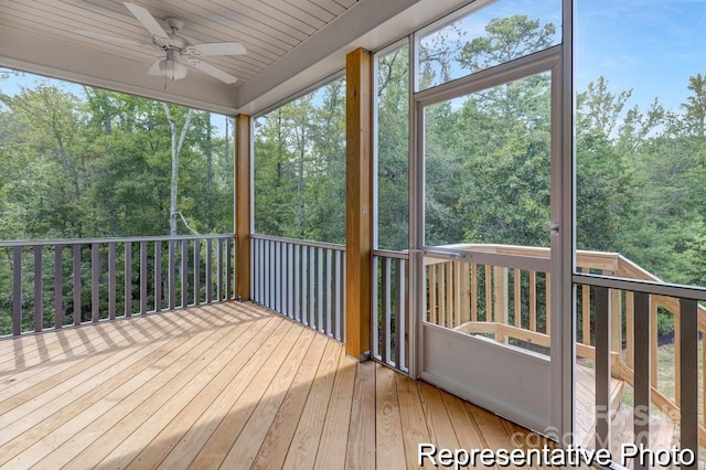 24578 Blue Heron Cir Unit 407, Lancaster, SC 29720 - unfurnished sunroom with ceiling fan