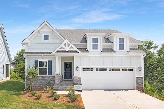24578 Blue Heron Cir Unit 407, Lancaster, SC 29720 - craftsman-style house with a shingled roof, board and batten siding, driveway, and stone siding