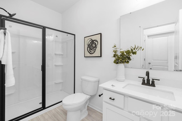 24578 Blue Heron Cir Unit 407, Lancaster, SC 29720 - full bathroom with vanity, a shower stall, and wood finished floors