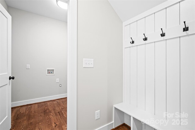 1004 E Sandy Ridge Rd, Monroe, NC 28112 - mudroom with lofted ceiling and dark wood-type flooring