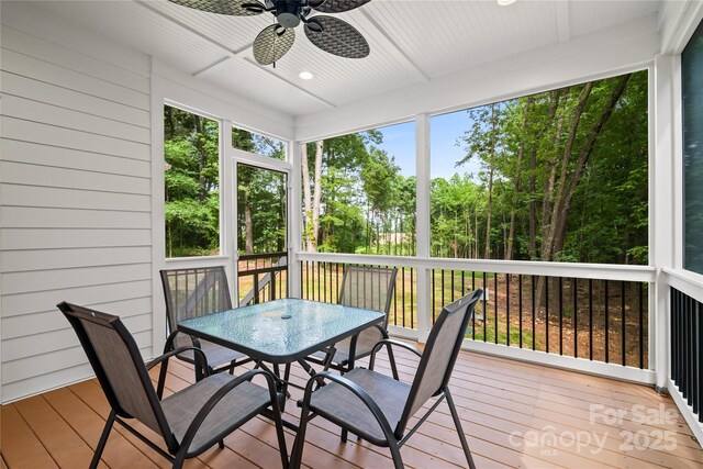 1004 E Sandy Ridge Rd, Monroe, NC 28112 - sunroom / solarium featuring ceiling fan and outdoor dining area