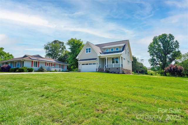 102 Starmount Dr, Kings Mountain, NC 28086 - view of front of property with a standing seam roof, crawl space, a front yard, and metal roof