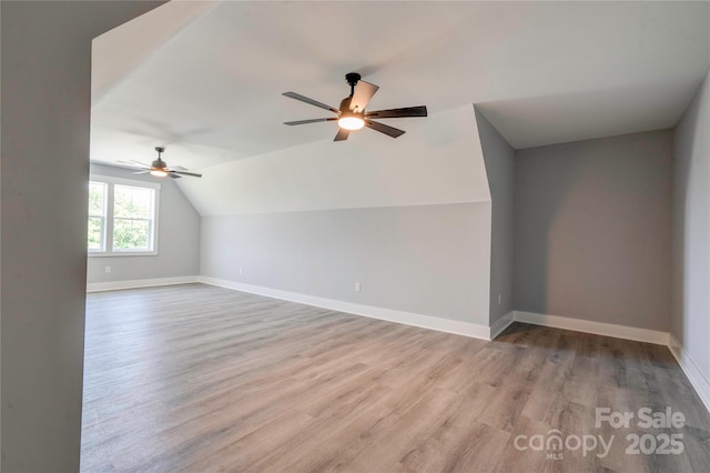 102 Starmount Dr, Kings Mountain, NC 28086 - bonus room featuring a ceiling fan, lofted ceiling, wood finished floors, and baseboards