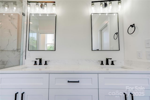 102 Starmount Dr, Kings Mountain, NC 28086 - full bath with double vanity and a marble finish shower