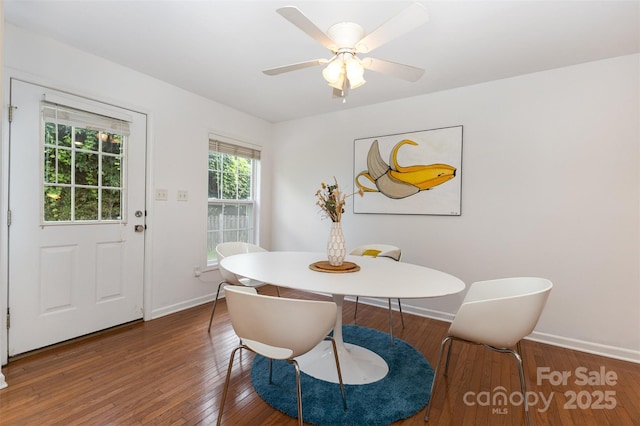 1912 Baxter St, Charlotte, NC 28204 - dining area with hardwood / wood-style floors and ceiling fan