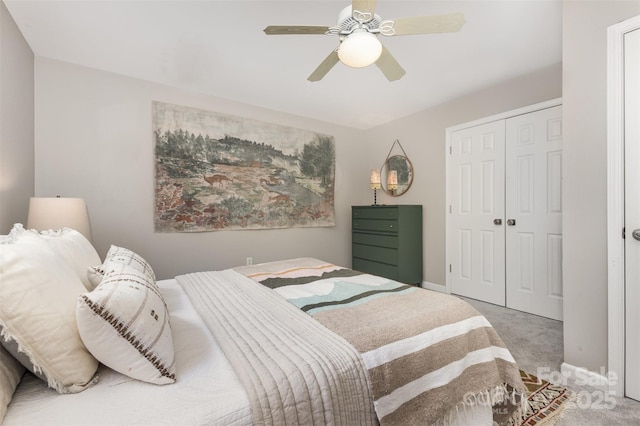 1912 Baxter St, Charlotte, NC 28204 - bedroom with a closet, light carpet, and a ceiling fan