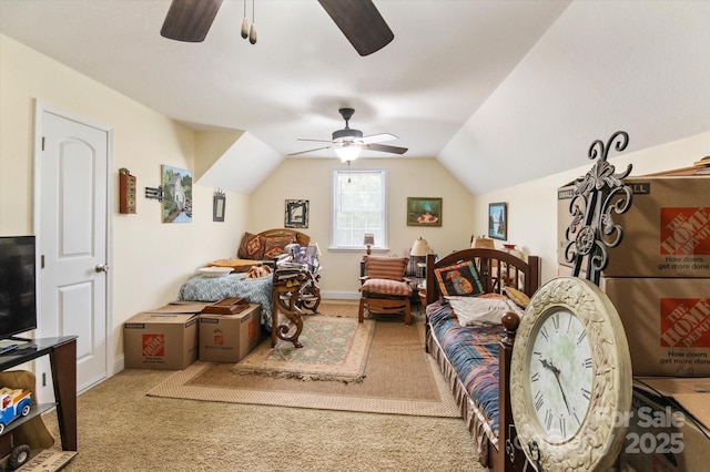 30 Linn Garden Ln, Swannanoa, NC 28778 - carpeted living room featuring ceiling fan and vaulted ceiling
