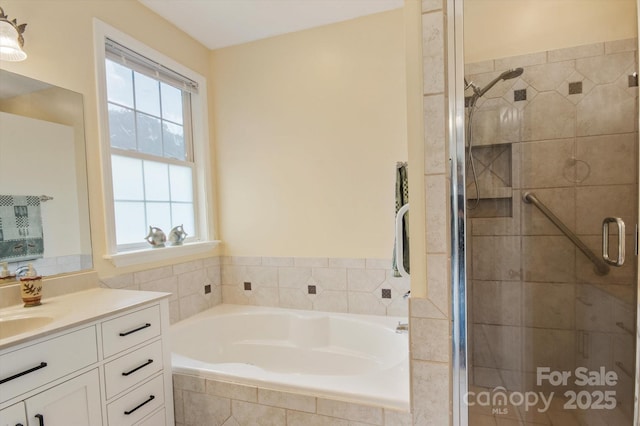 30 Linn Garden Ln, Swannanoa, NC 28778 - bathroom with a bath, a stall shower, and vanity