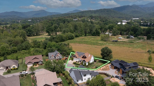 30 Linn Garden Ln, Swannanoa, NC 28778 - aerial view of residential area with property boundaries highlighted and mountains