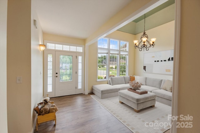 30 Linn Garden Ln, Swannanoa, NC 28778 - entryway featuring wood finished floors and a chandelier