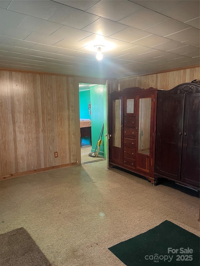 408 Moose St, Albemarle, NC 28001 - empty room with wood walls, carpet flooring, and baseboards