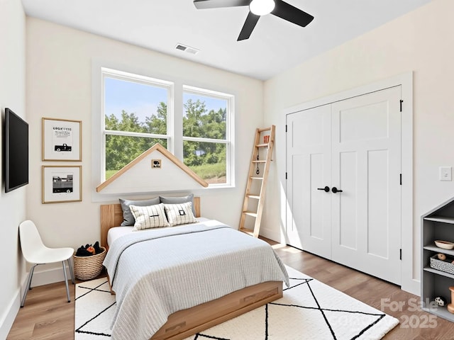 169 Vineyard Village Dr S Unit 4, Old Fort, NC 28762 - bedroom featuring light wood finished floors, ceiling fan, and a closet