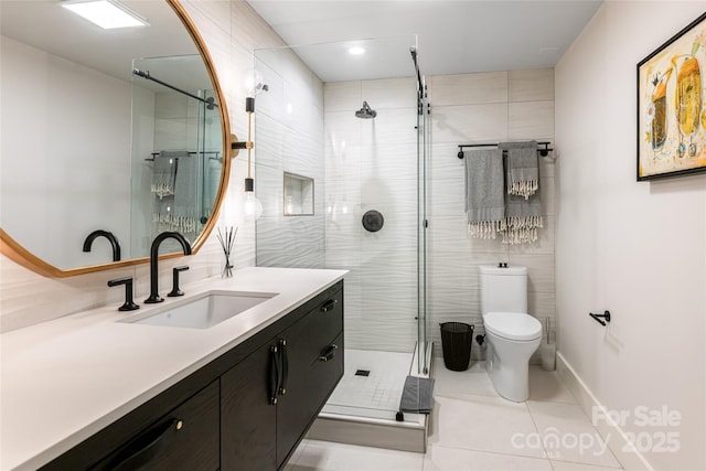 12 Beech Tree Ln, Asheville, NC 28804 - bathroom featuring vanity, a shower stall, and tile patterned flooring