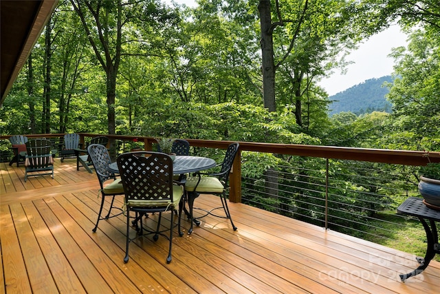 12 Beech Tree Ln, Asheville, NC 28804 - wooden terrace with outdoor dining space and a mountain view