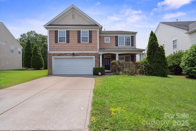 8915 Merrie Rose Ave, Charlotte, NC 28213 - view of front facade with a front yard, concrete driveway, an attached garage, and brick siding