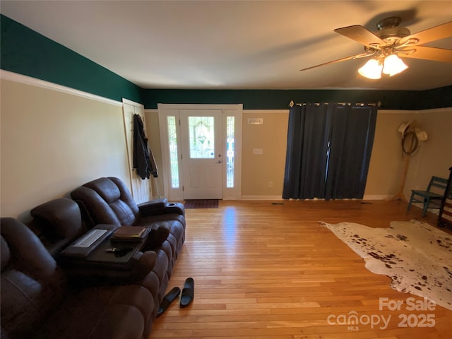 5570 George Henry Dr, Hickory, NC 28602 - living area featuring light wood-type flooring and a ceiling fan