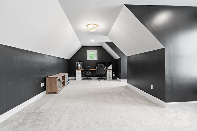 3622 46th Ave NE, Hickory, NC 28601 - additional living space with carpet flooring, vaulted ceiling, and an office area