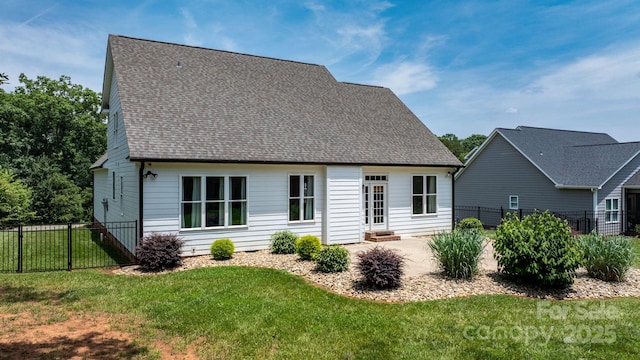 3622 46th Ave NE, Hickory, NC 28601 - rear view of property with a shingled roof, a fenced backyard, and a patio area
