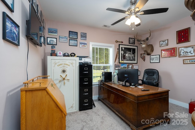 17438 Purser Dr, Locust, NC 28097 - office area with a ceiling fan and light carpet
