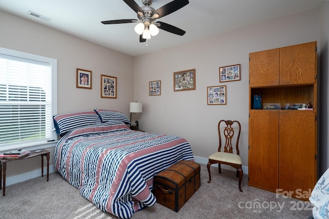 17438 Purser Dr, Locust, NC 28097 - bedroom featuring multiple windows, light carpet, and ceiling fan