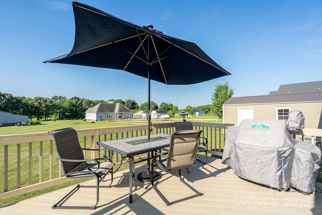17438 Purser Dr, Locust, NC 28097 - wooden terrace featuring outdoor dining area and a yard