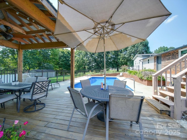 3509 Flint Dr, Statesville, NC 28677 - wooden deck with outdoor dining area and stairway