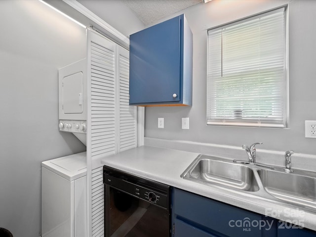 3509 Flint Dr, Statesville, NC 28677 - kitchen with blue cabinets, dishwasher, and light countertops
