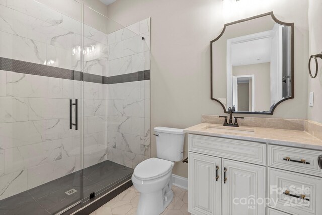 4015 Randolph Rd, Charlotte, NC 28211 - full bathroom featuring a marble finish shower, vanity, and tile patterned flooring