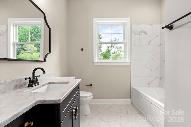 4015 Randolph Rd, Charlotte, NC 28211 - full bathroom with vanity, plenty of natural light, shower / bathtub combination, and tile patterned flooring