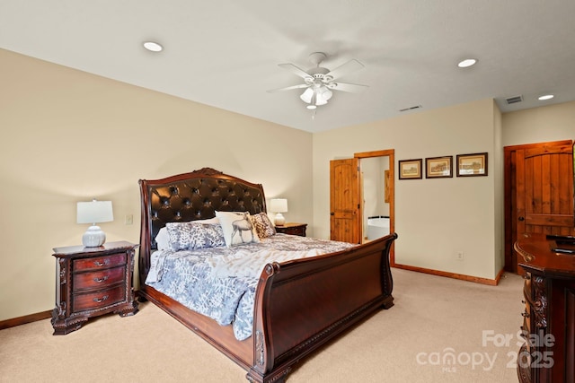 40 Ollis Ridge Ln, Elk Park, NC 28622 - bedroom featuring carpet floors, baseboards, recessed lighting, and a ceiling fan