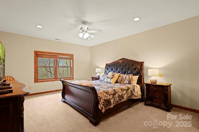 40 Ollis Ridge Ln, Elk Park, NC 28622 - carpeted bedroom featuring baseboards, ceiling fan, and recessed lighting