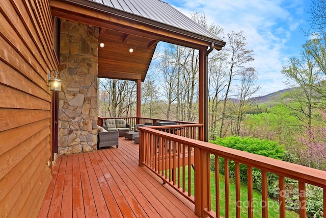 40 Ollis Ridge Ln, Elk Park, NC 28622 - wooden terrace with an outdoor living space