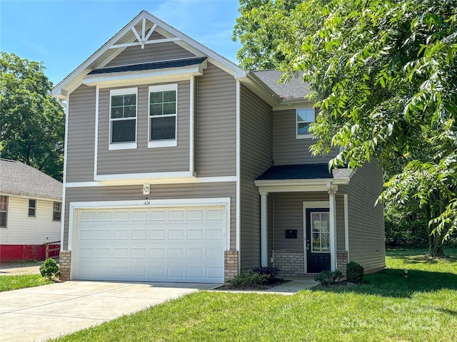 414 1st Ave SE, Hickory, NC 28602 - view of front of house with an attached garage, concrete driveway, and a front lawn