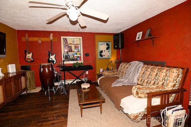 19 Mingus St, Canton, NC 28716 - living room featuring wood finished floors, a ceiling fan, and a textured ceiling