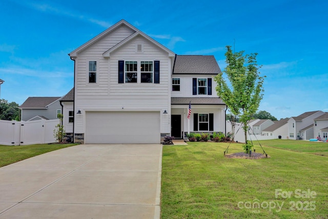 1315 Elizabeth Ave, Kannapolis, NC 28083 - traditional-style home with a garage, concrete driveway, stone siding, and a shingled roof