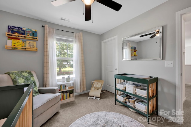 1315 Elizabeth Ave, Kannapolis, NC 28083 - sitting room featuring ceiling fan and carpet flooring