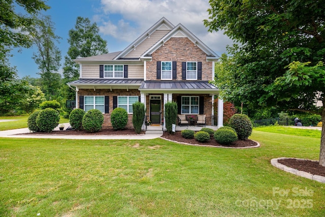 2405 Emma Grace Ln, Rock Hill, SC 29732 - craftsman-style home with a standing seam roof, covered porch, brick siding, and a metal roof
