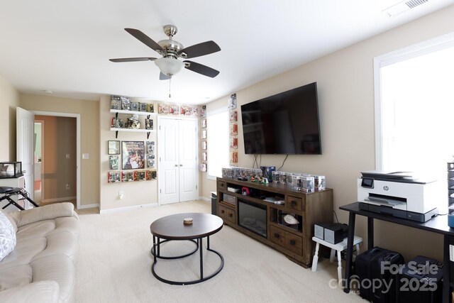 2405 Emma Grace Ln, Rock Hill, SC 29732 - living room with ceiling fan and light carpet