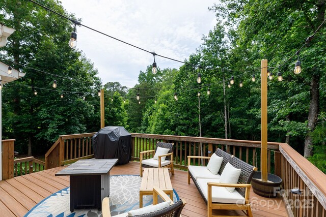 2405 Emma Grace Ln, Rock Hill, SC 29732 - wooden deck featuring a grill and outdoor lounge area