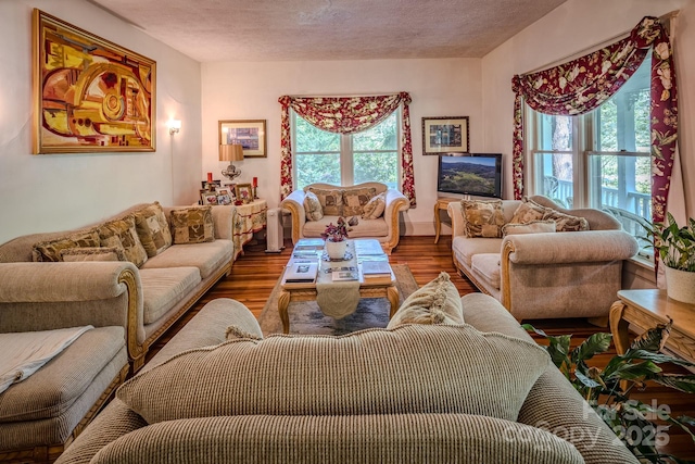 4584 NC Highway 194 S, Banner Elk, NC 28604 - living room with wood finished floors and a textured ceiling