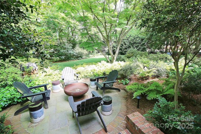 1137 Queens Rd W, Charlotte, NC 28207 - view of patio / terrace with an outdoor fire pit