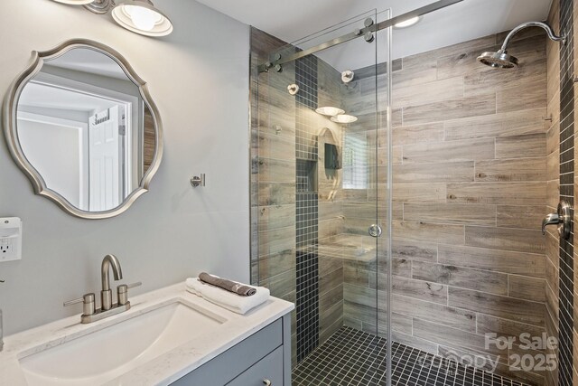 174 Ridge Rd, Lake Lure, NC 28746 - bathroom with a stall shower and vanity
