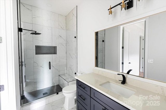 115 Augusta Ln, Shelby, NC 28150 - full bathroom with toilet, vanity, marble finish floors, and a marble finish shower
