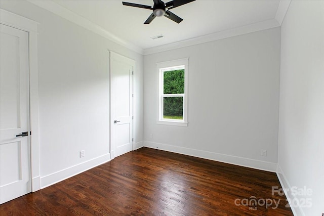 115 Augusta Ln, Shelby, NC 28150 - empty room featuring ornamental molding, dark wood-style flooring, a ceiling fan, and baseboards