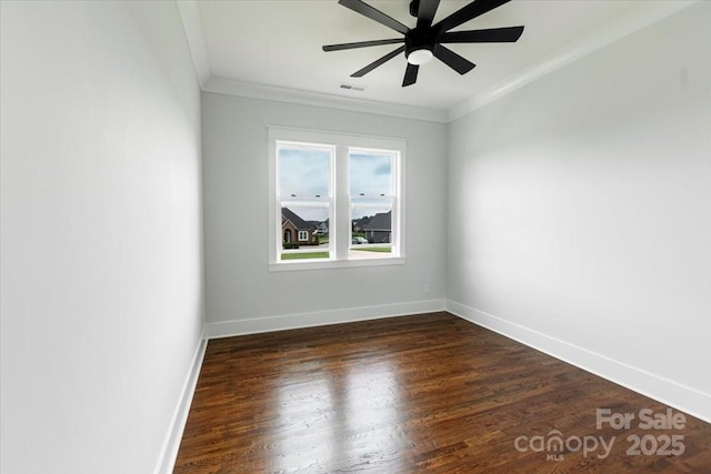 115 Augusta Ln, Shelby, NC 28150 - unfurnished room with crown molding, a ceiling fan, dark wood-style floors, and baseboards