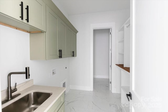 115 Augusta Ln, Shelby, NC 28150 - washroom with cabinet space, light marble finish floors, hookup for a washing machine, electric dryer hookup, and baseboards