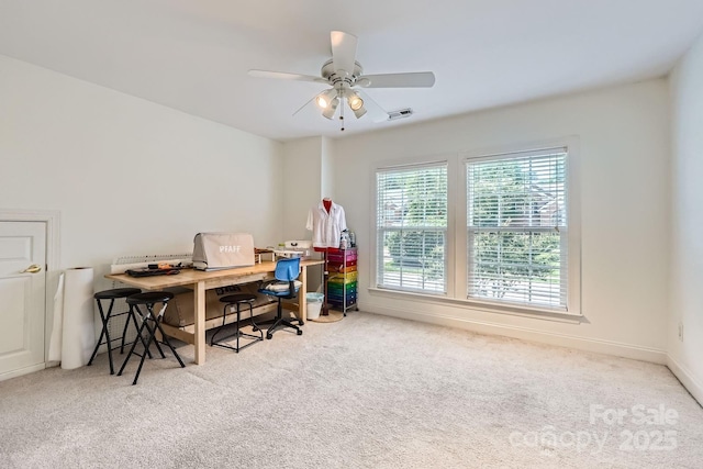 5832 Lagrande Dr, Charlotte, NC 28269 - carpeted home office featuring a ceiling fan