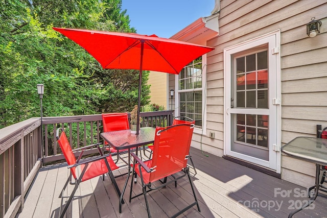5832 Lagrande Dr, Charlotte, NC 28269 - wooden deck with outdoor dining area