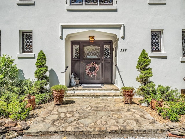 287 Pacolet Ridge Ln, Tryon, NC 28782 - view of exterior entry with stucco siding